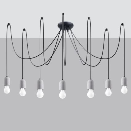 Hängeleuchte NESO 7xE27/15W/230V Spinne Beton