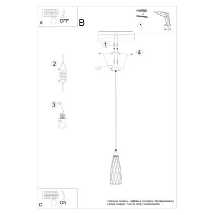 Hängeleuchte an Schnur SUBA 1xE27/15W/230V schwarz