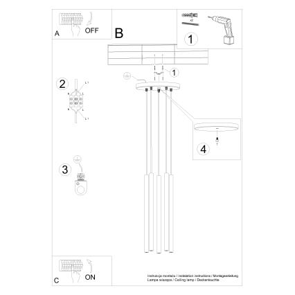 Hängeleuchte an Schnur PASTELO 5xG9/8W/230V golden