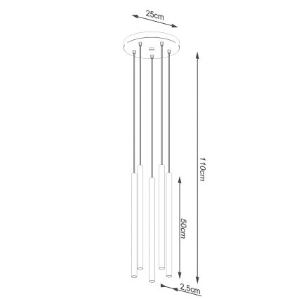 Hängeleuchte an Schnur PASTELO 5xG9/8W/230V weiß