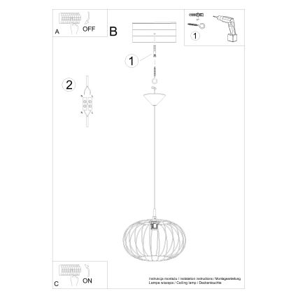 Hängeleuchte an Schnur TSUNO 1xE27/15W/230V schwarz