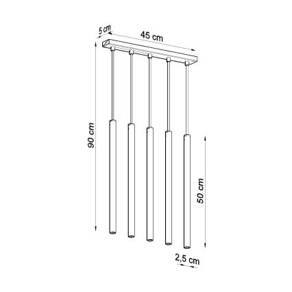 Hängeleuchte an Schnur PASTELO 5xG9/8W/230V golden