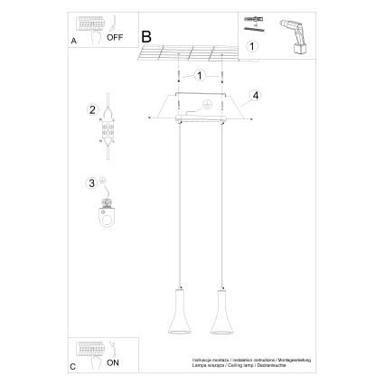 Hängeleuchte an Schnur REA 2xE14/12W/230V Beton