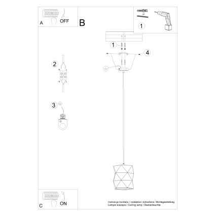 Hängeleuchte an Schnur GOBI 1xE27/15W/230V Keramik