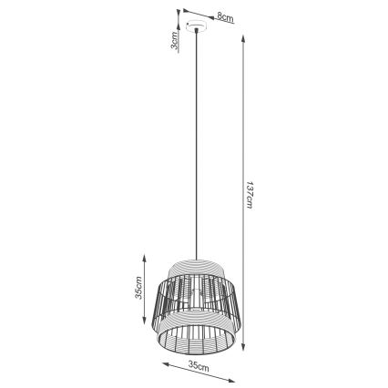 Hängeleuchte an Schnur BRILO 1xE27/15W/230V