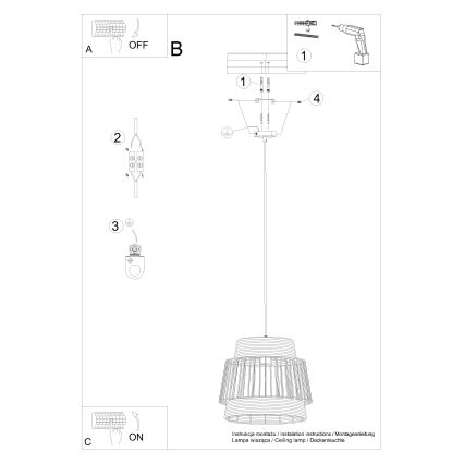 Hängeleuchte an Schnur BRILO 1xE27/15W/230V