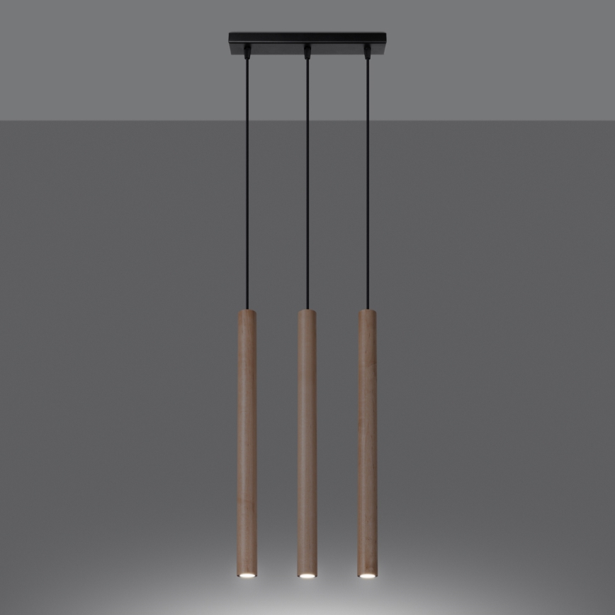Hängeleuchte an Schnur PASTELO 3xG9/8W/230V Buche