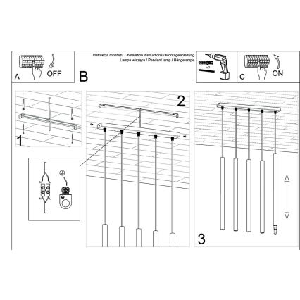 Hängeleuchte an Schnur PASTELO 5xG9/8W/230V Buche