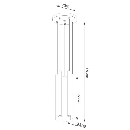 Hängeleuchte an Schnur PASTELO 5xG9/8W/230V Buche