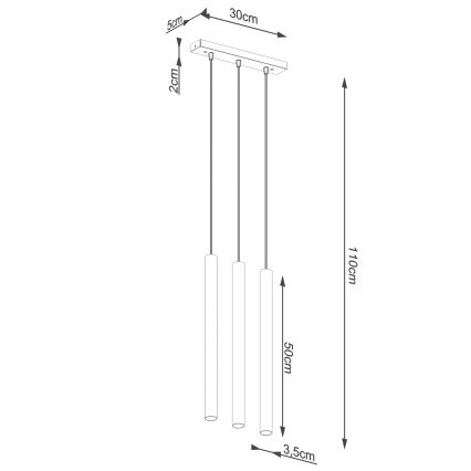 Hängeleuchte an Schnur PASTELO 3xG9/8W/230V Beton