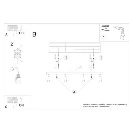 Strahler VERDO 4xGU10/10W/230V weiß/Buche