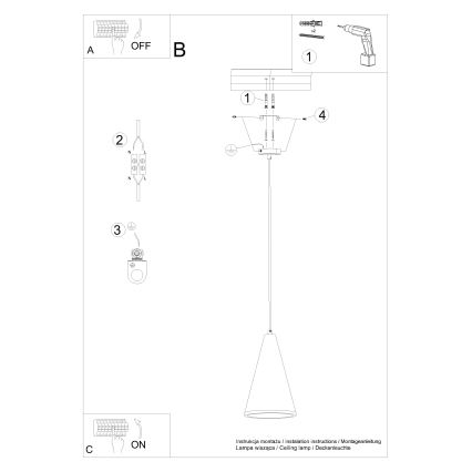 Hängeleuchte an Schnur LOGE 1xE27/15W/230V Beton