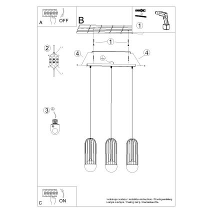 Hängeleuchte an Schnur BRINA 3xG9/8W/230V weiß