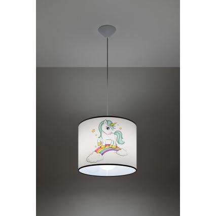 Kinder-Hängeleuchte UNICORN 1xE27/15W/230V d 30 cm Einhorn