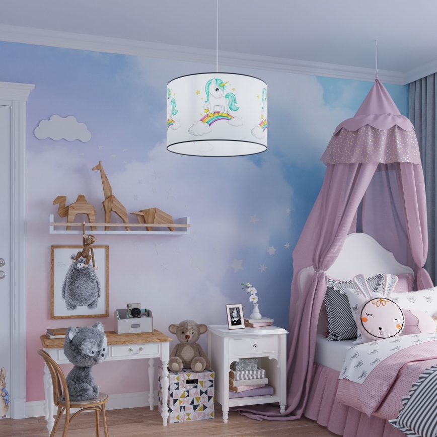 Kinder-Hängeleuchte UNICORN 1xE27/15W/230V d 30 cm Einhorn