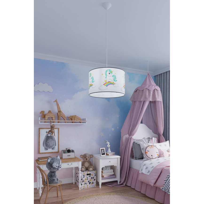 Kinder-Hängeleuchte UNICORN 1xE27/15W/230V d 30 cm Einhorn
