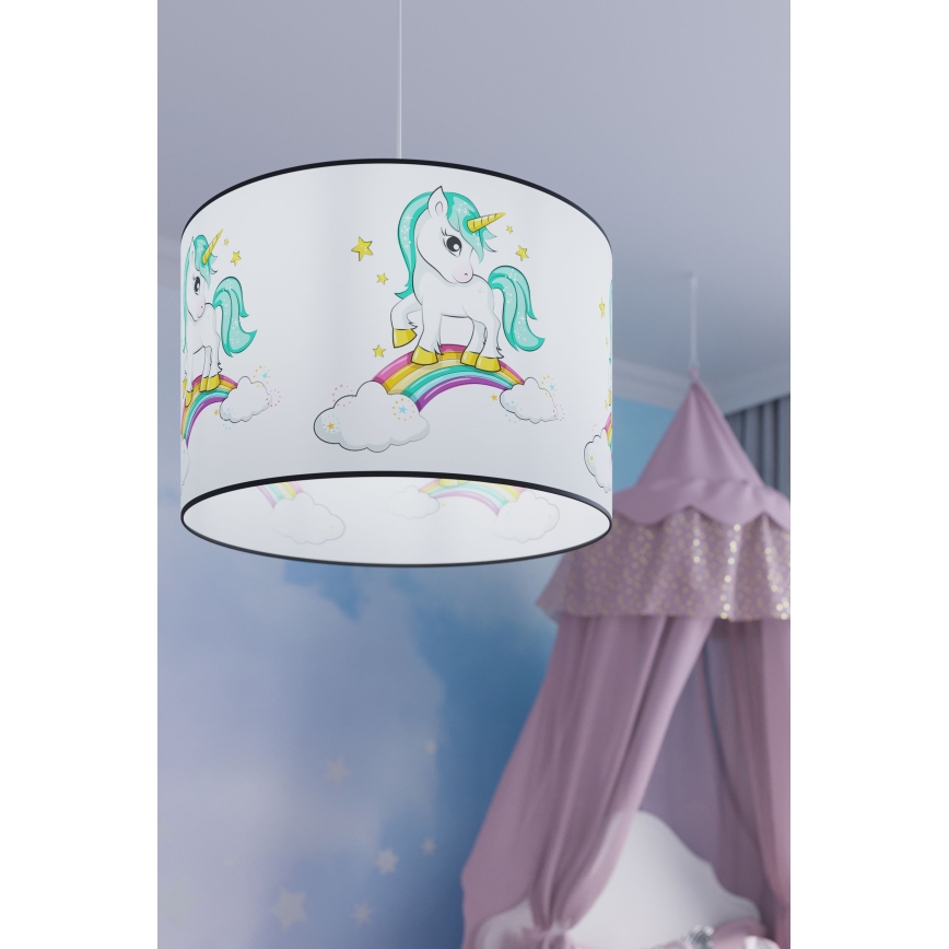 Kinder-Hängeleuchte UNICORN 1xE27/15W/230V d 30 cm Einhorn