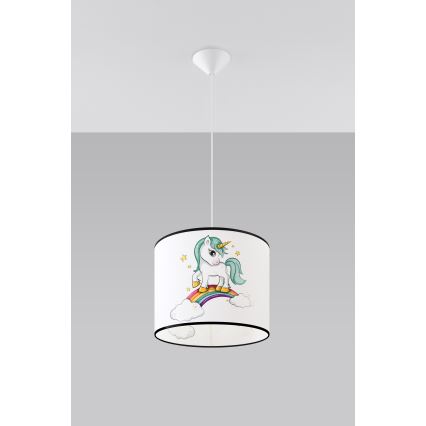 Kinder-Hängeleuchte UNICORN 1xE27/15W/230V d 30 cm Einhorn