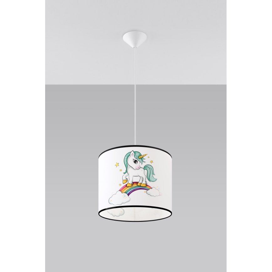 Kinder-Hängeleuchte UNICORN 1xE27/15W/230V d 30 cm Einhorn