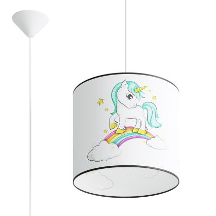 Kinder-Hängeleuchte UNICORN 1xE27/15W/230V d 30 cm Einhorn