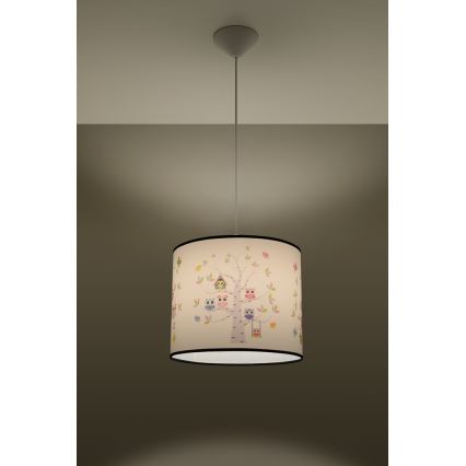Kinder-Hängeleuchte OWLS 1xE27/15W/230V d 30 cm Eulen