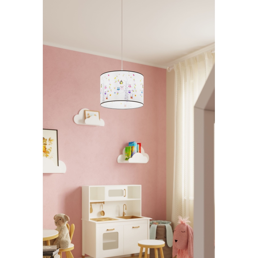 Kinder-Hängeleuchte OWLS 1xE27/15W/230V d 30 cm Eulen