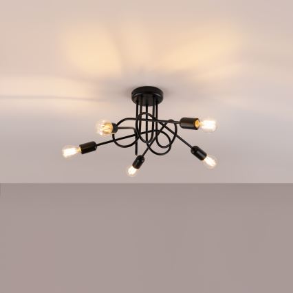 Aufbauleuchte LOOP 5xE27/15W/230V schwarz