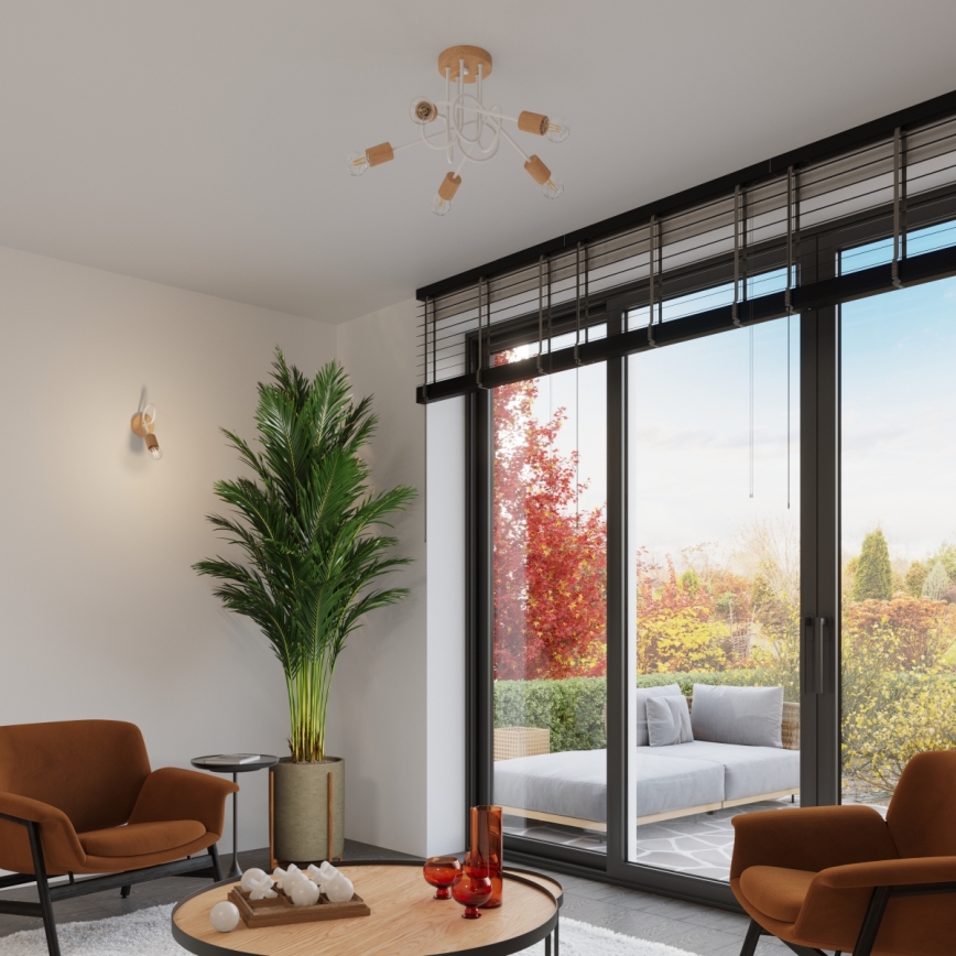 Wandleuchte EMBER 1xE27/15W/230V weiß/beige/Buche