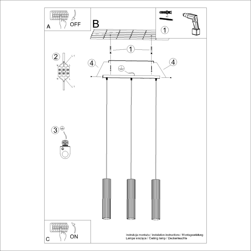 Hängeleuchte KARBON 3xGU10/10W/230V weiß