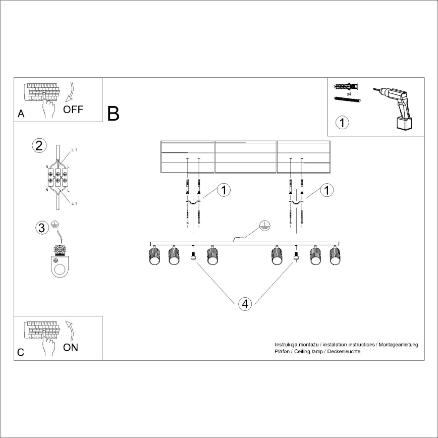 Strahler KARBON 6xGU10/10W/230V weiß