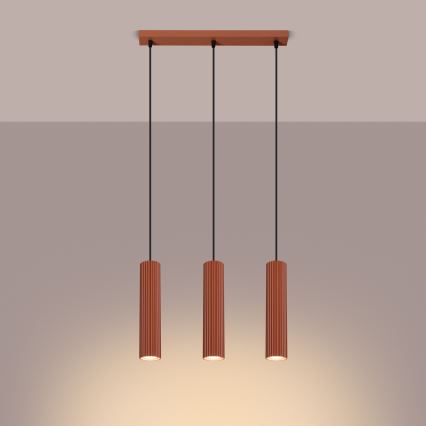 Hängeleuchte KARBON 3xGU10/10W/230V rot