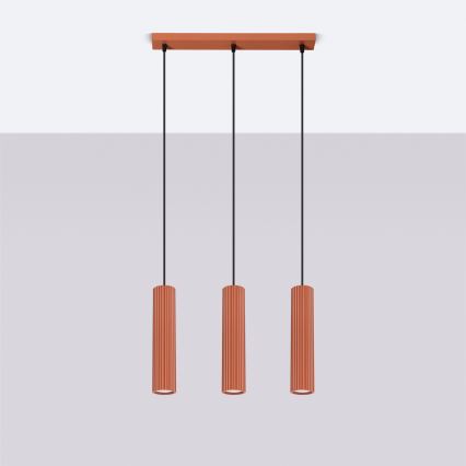 Hängeleuchte KARBON 3xGU10/10W/230V rot