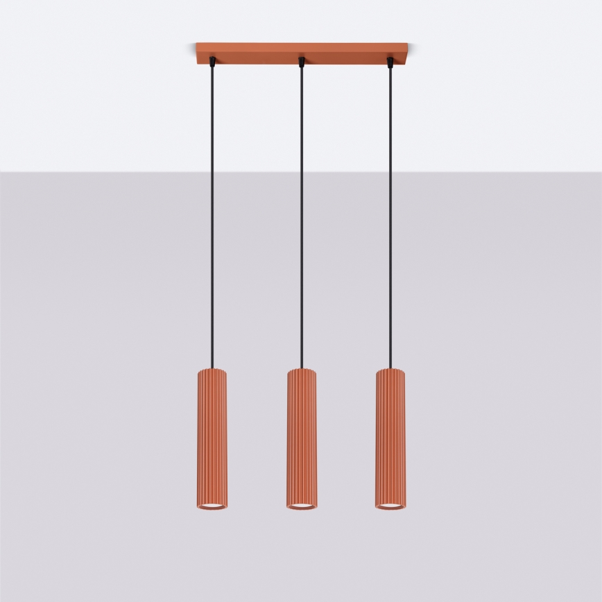 Hängeleuchte KARBON 3xGU10/10W/230V rot