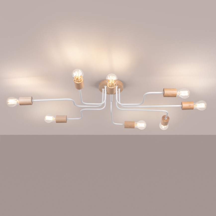 Aufbauleuchte TIMBO 8xE27/15W/230V weiß/beige/Buche