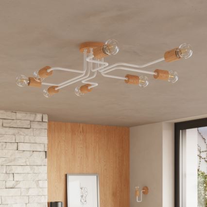 Aufbauleuchte TIMBO 8xE27/15W/230V weiß/beige/Buche