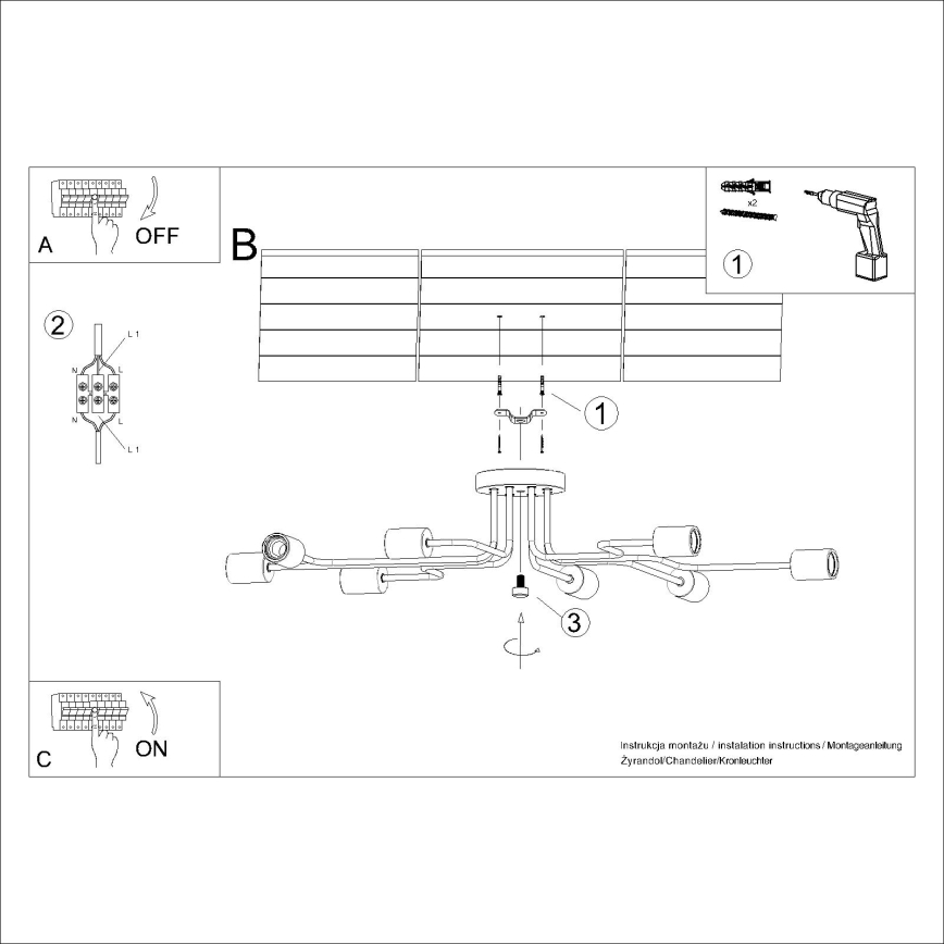Aufbauleuchte TIMBO 8xE27/15W/230V weiß/beige/Buche