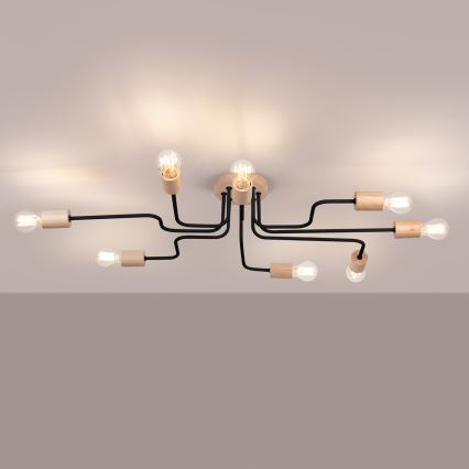 Aufbauleuchte TIMBO 8xE27/15W/230V schwarz/beige/Buche