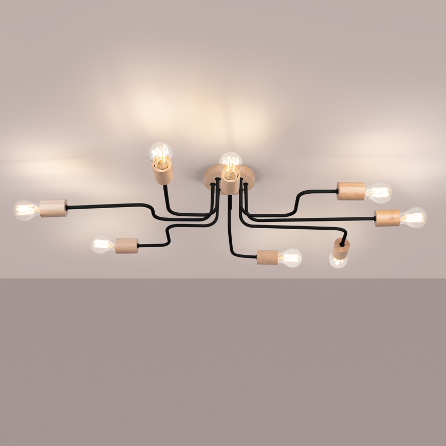 Aufbauleuchte TIMBO 8xE27/15W/230V schwarz/beige/Buche