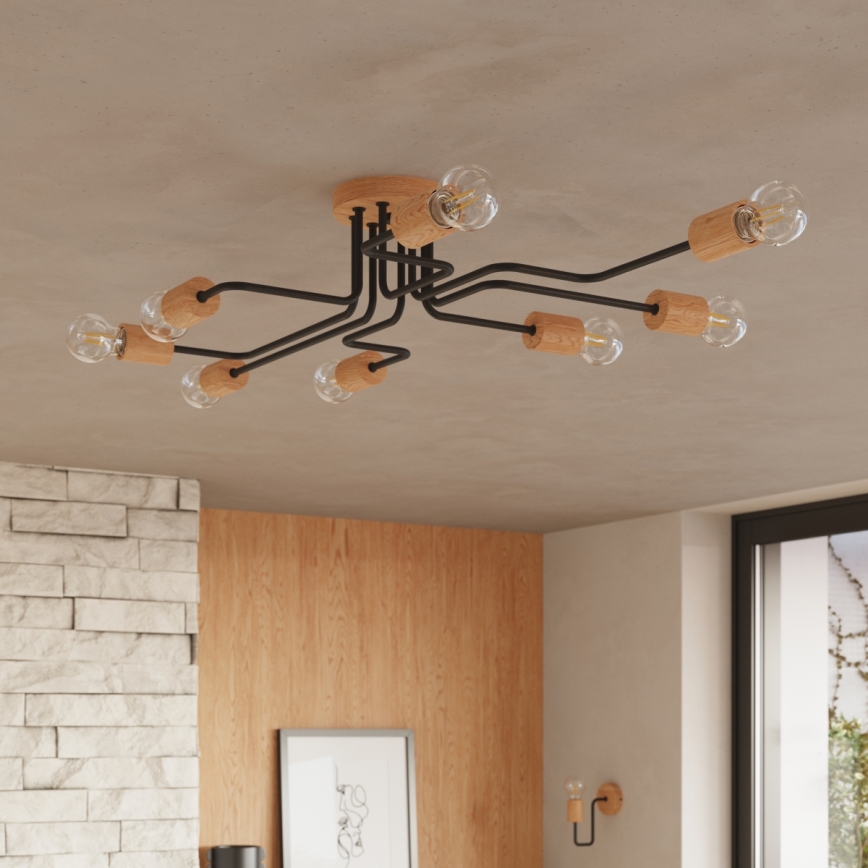 Aufbauleuchte TIMBO 8xE27/15W/230V schwarz/beige/Buche