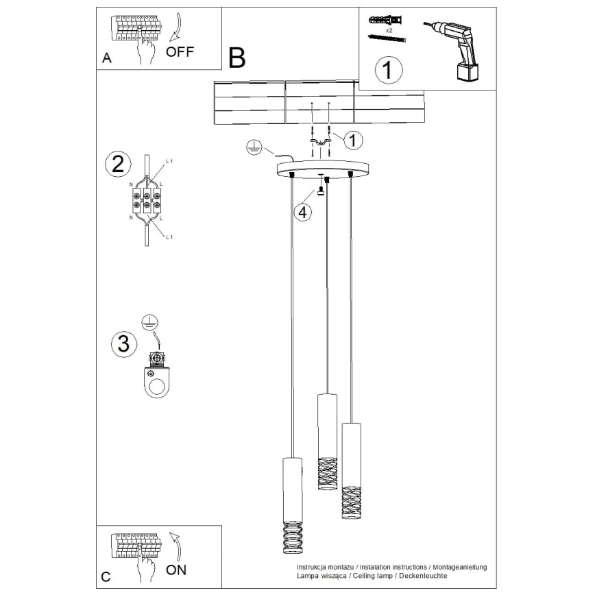 Hängeleuchte LAMI 3xGU10/10W/230V weiß