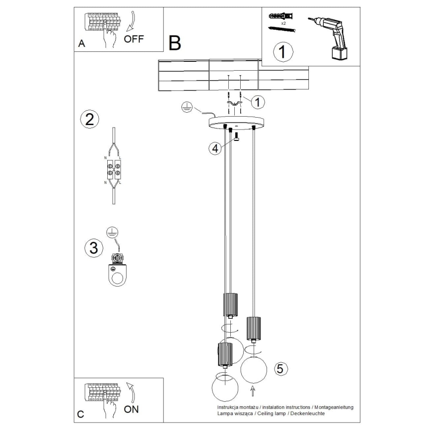 Hängeleuchte HALO 3xG9/8W/230V d 25 cm cremefarben