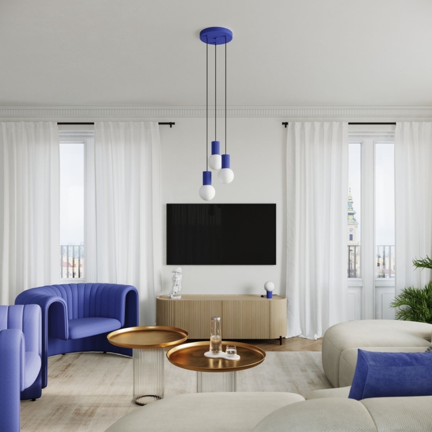 Hängeleuchte HALO 3xG9/8W/230V d 25 cm blau