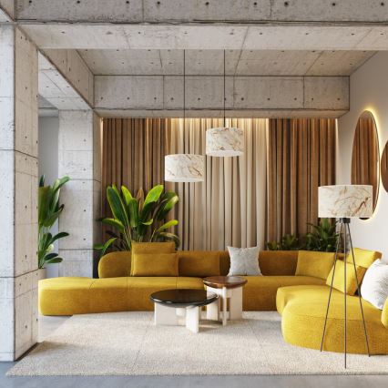 Stehleuchte NEVIA 1xE27/15W/230V beige/Marmor-Dekor