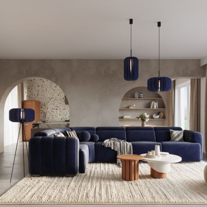 Pendelleuchte mit Kabel MULA 1xE27/15W/230V Ø 45 cm blau