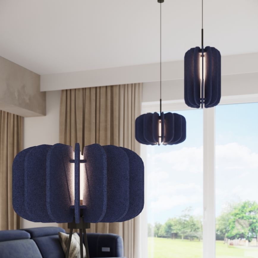 Pendelleuchte mit Kabel MULA 1xE27/15W/230V Ø 45 cm blau