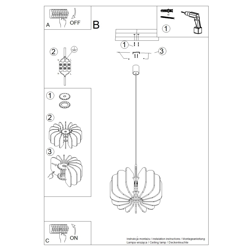 Pendelleuchte mit Kabel MULA 1xE27/15W/230V Ø 45 cm blau