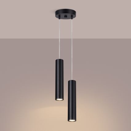 Hängeleuchte mit Seilaufhängung LAGOS 2xGU10/10W/230V schwarz