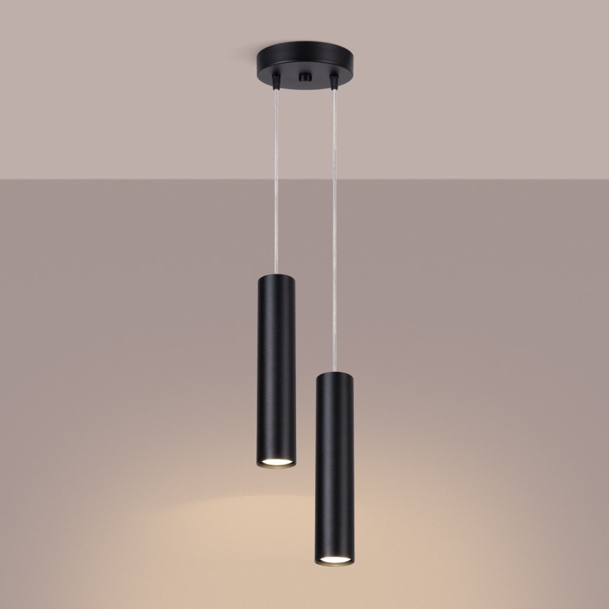 Hängeleuchte mit Seilaufhängung LAGOS 2xGU10/10W/230V schwarz