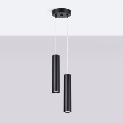 Hängeleuchte mit Seilaufhängung LAGOS 2xGU10/10W/230V schwarz