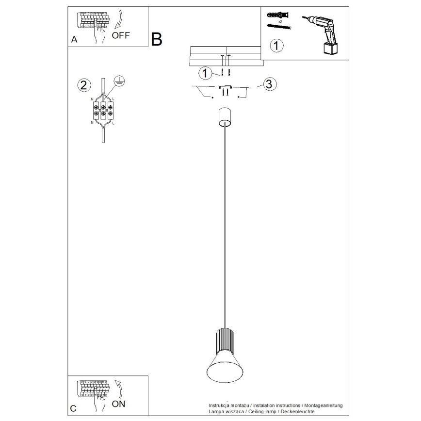 Pendelleuchte ESTRIA an Kabel 1xE14/10W/230V, Durchmesser 14 cm, cremefarben